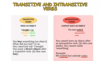 Intransitīvie darbības vārdi angļu valodā Intransitīvie un transitīvie darbības vārdi angļu valodā